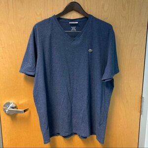 LACOSTE Sz 3X Pima Cotton V-Neck Regular Fit Indigo Blue Tee T-Shirt